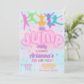JUMP-meisjesverjaardagsuitnodiging, laten we sprin Kaart (Staand voorkant)