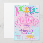 JUMP-meisjesverjaardagsuitnodiging, laten we sprin Kaart (Voorkant / Achterkant)