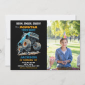 Jump Monster Truck Verjaardag Uitnodigingen Foto (Voorkant)