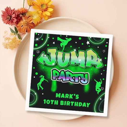 Jump Neon Trampoline Jump Bounce Verjaardagsfeest Servet