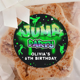 Jump Neon Trampoline Verjaardag Dank u Ronde Sticker