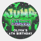 Jump Neon Trampoline Verjaardag Dank u Ronde Sticker (Voorkant)