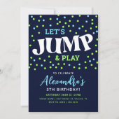Jump Neon Trampoline Verjaardag uitnodiging (Voorkant)