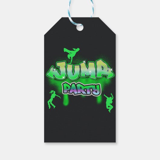 Jump Neon Trampoline Verjaardagsfeestje Dank u Cadeaulabel (Achterkant)