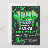 Jump Neon Trampoline Verjaardagsfeestuitnodiging Kaart (Voorkant)