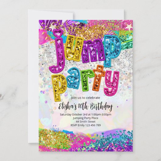 Jump Party Birthday Any Age Party Invitation Kaart (Voorkant)