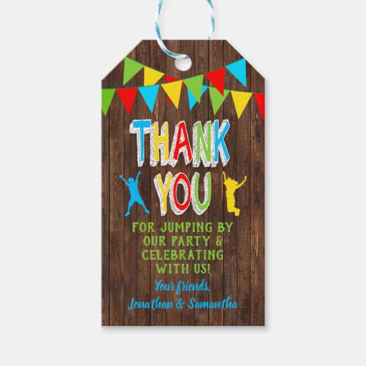 Jump party bounce gecombineerde partij gunst label cadeaulabel (Voorkant)