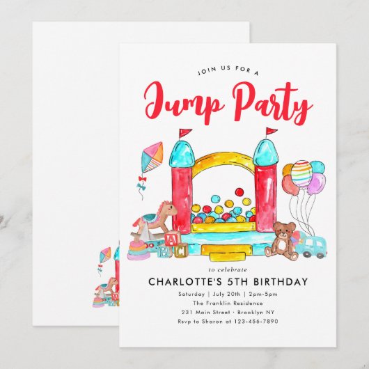 Jump Party Bounce House Trampoline Park Verjaardag Kaart (Voorkant / Achterkant)
