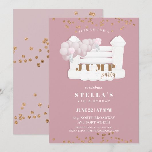 Jump Party Bounce House Trampoline Verjaardag Kaart (Voorkant / Achterkant)