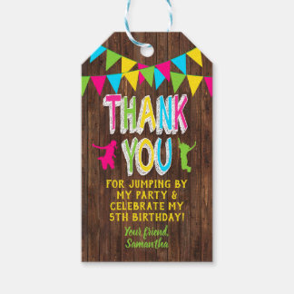 Jump Party Bounce Roze Blauwgroen Paarse Favor Tag Cadeaulabel
