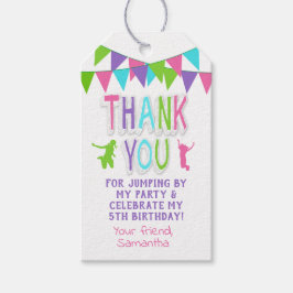 Jump party bounce roze blauwgroen paarse gunst tag cadeaulabel