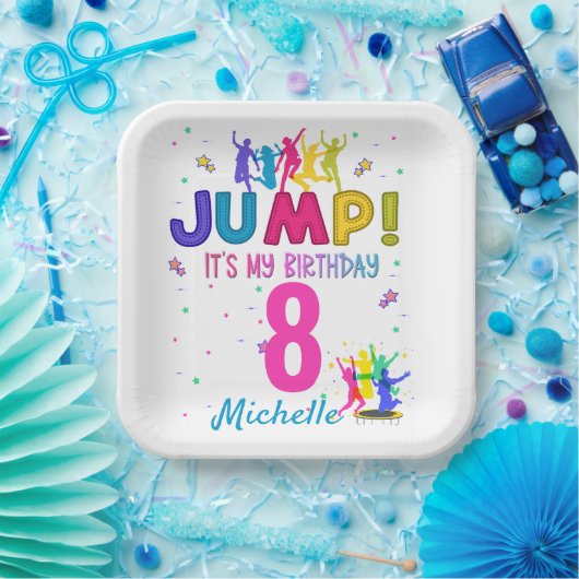 Jump Party Het is mijn verjaardag Trampoline Bounc Papieren Bordje (Feest)