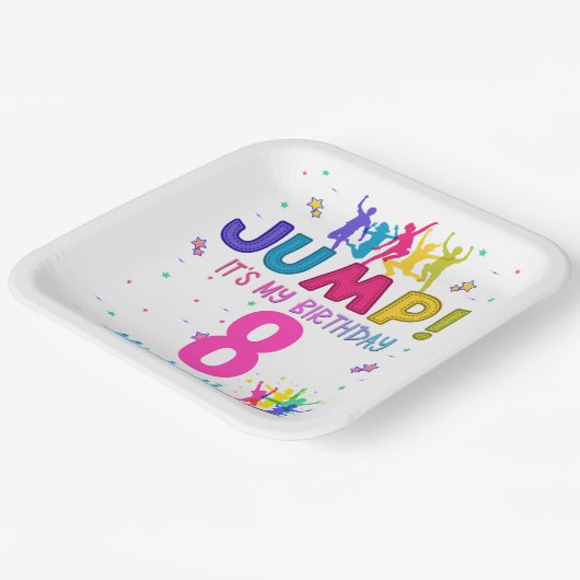 Jump Party Het is mijn verjaardag Trampoline Bounc Papieren Bordje (Gebogen)