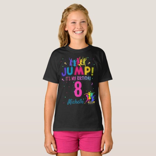 Jump Party Het is mijn verjaardag Trampoline Bounc T-shirt (Voorkant volledig)