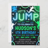 Jump Party Invitation Trampoline Birthday Kaart (Voorkant)