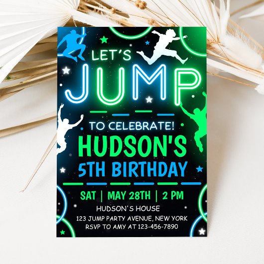 Jump Party Invitation Trampoline Birthday Kaart