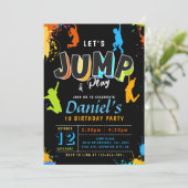 Jump Party Laten we springen jongen verjaardag Kaart (Staand voorkant)