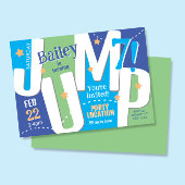 Jump Party Schattige Blauw Groen Jongen Verjaardag Kaart