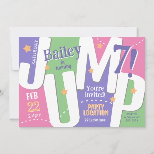 Jump Party Schattige Meisjes Pastel Lente Verjaard Kaart (Voorkant)