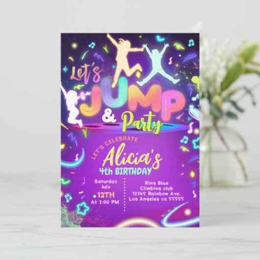 Jump Party uitnodiging (Staand voorkant)