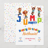 Jump Party uitnodiging, Trampoline Party uitnodigi Kaart (Voorkant / Achterkant)