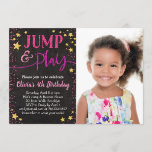 Jump & Play Birthday-uitnodiging met foto Kaart