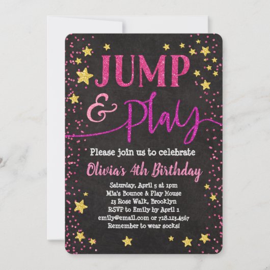 Jump & Play Verjaardag Uitnodiging Bounce House Pa (Voorkant)