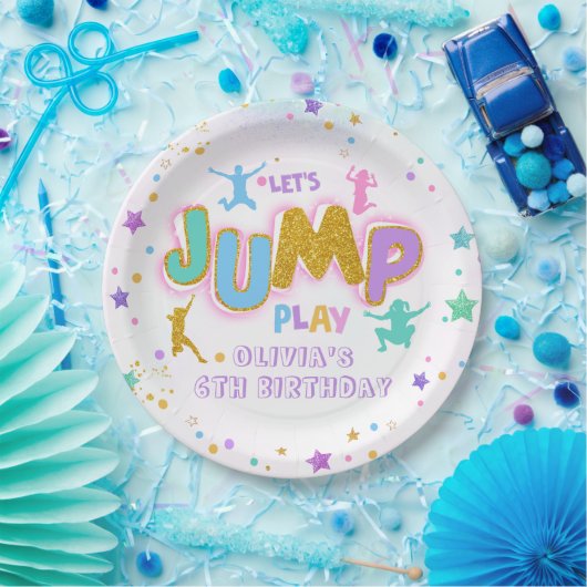 Jump Play Verjaardags Jump Trampoline Papier Bord (Feest)