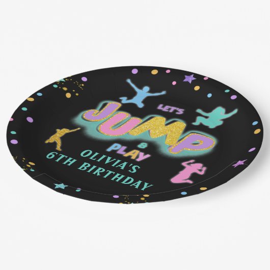 Jump Play Verjaardags Jump Trampoline Papier Bord (Gekanteld)