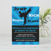 Jump Punch Kick Block Karate Party Birthday Kaart (Staand voorkant)