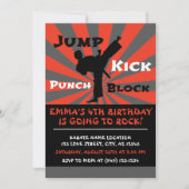 Jump Punch Kick Block Karate Party Birthday Kaart (Voorkant)