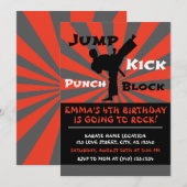 Jump Punch Kick Block Karate Party Birthday Kaart (Voorkant / Achterkant)