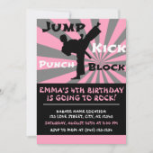 Jump Punch Kick Block Karate Party Birthday Kaart (Voorkant)