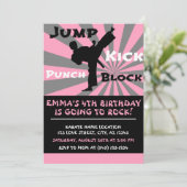 Jump Punch Kick Block Karate Party Birthday Kaart (Staand voorkant)