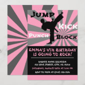 Jump Punch Kick Block Karate Party Birthday Kaart (Voorkant / Achterkant)