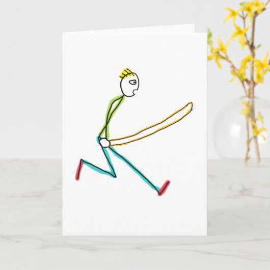 Jump Rope Skipping Stickman Kaart (Gele Bloem)