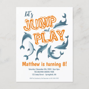 Jump Spelen Dolfijnenpark Kinder Feest Sinaasappel Briefkaart