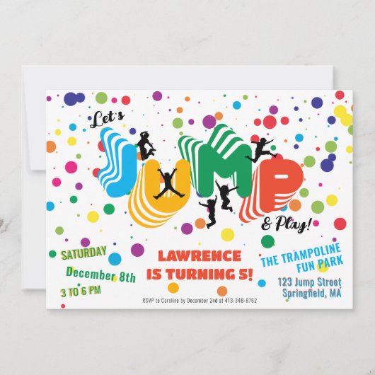 Jump Spelen Trampoline Park Party Kinderen Verjaar Kaart (Voorkant)