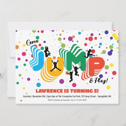 Jump Spelen Trampoline Park Party Kinderen Verjaar Kaart (Voorkant)