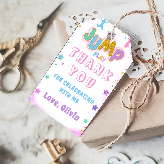 Jump Spelen Verjaardag Jump Trampoline Party Dank Cadeaulabel