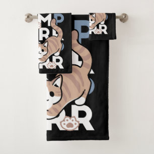 Jump Spint Jump: speels kattenontwerp met leuke ku Bad Handdoek