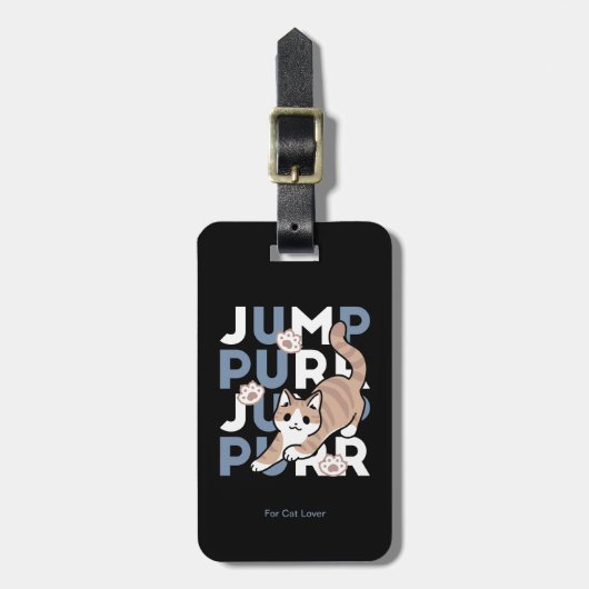 Jump Spint Jump: speels kattenontwerp met leuke ku Bagagelabel (Voorkant verticaal)