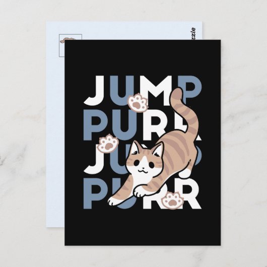 Jump Spint Jump: speels kattenontwerp met leuke ku Briefkaart (Voorkant / Achterkant)