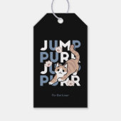 Jump Spint Jump: speels kattenontwerp met leuke ku Cadeaulabel (Voorkant)