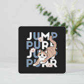 Jump Spint Jump: speels kattenontwerp met leuke ku Feestdagenkaart (Staand voorkant)