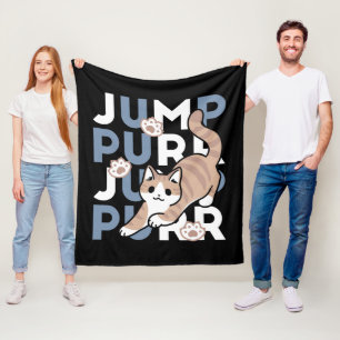 Jump Spint Jump: speels kattenontwerp met leuke ku Fleece Deken