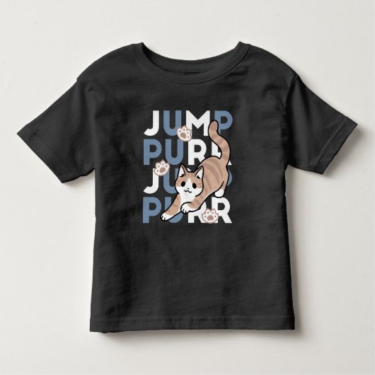 Jump Spint Jump: speels kattenontwerp met leuke ku Kinder Shirts (Voorkant)