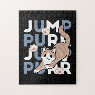 Jump Spint Jump: speels kattenontwerp met leuke ku Legpuzzel