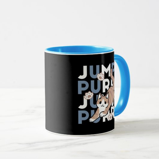 Jump Spint Jump: speels kattenontwerp met leuke ku Mok (Voorkant rechts)