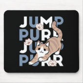 Jump Spint Jump: speels kattenontwerp met leuke ku Muismat (Voorkant)